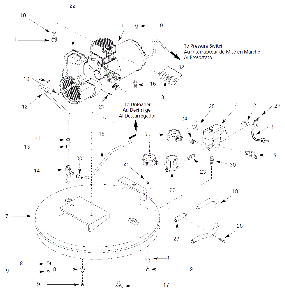 Air-Compressor Parts Diagram and Parts List for WL507901  Campbell Hausfeld Compressor